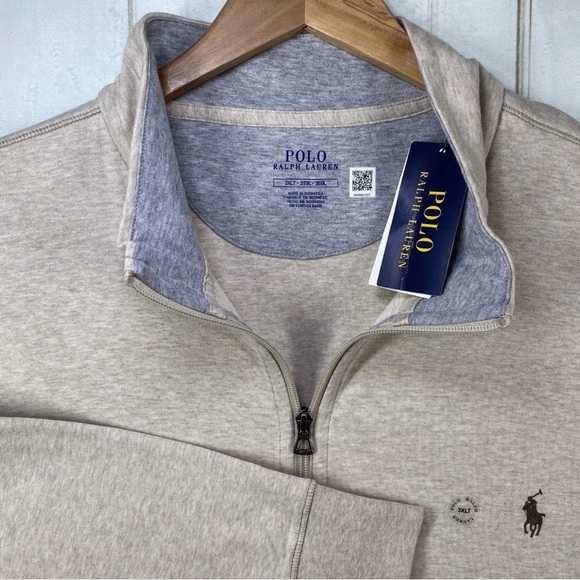 Polo Ralph Lauren 1/4 Zip Sweatshirt Mens 3XLT Gray Pony Logo NWT Retail: $125